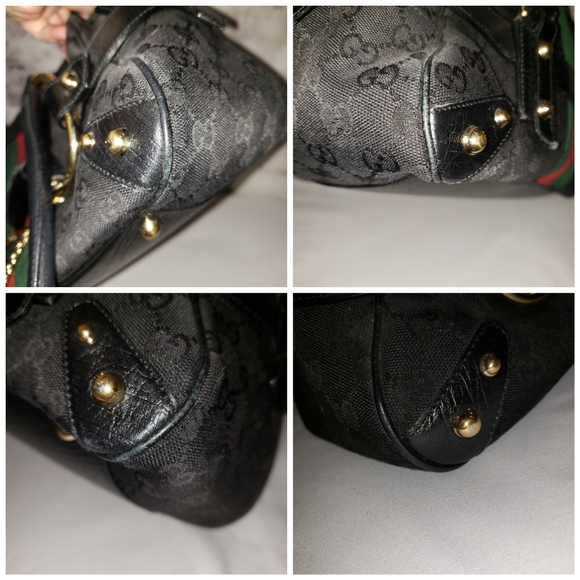 Gucci black monogram horsebit striped purse - Picture 7 of 16